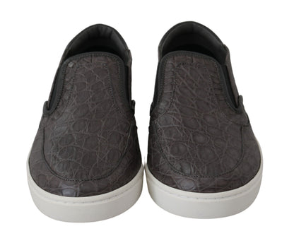 Zapatos Mocasines de Hombre Dolce & Gabbana de Cuero Gris Plano Caiman