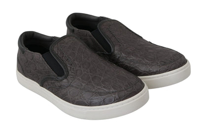 Zapatos Mocasines de Hombre Dolce & Gabbana de Cuero Gris Plano Caiman