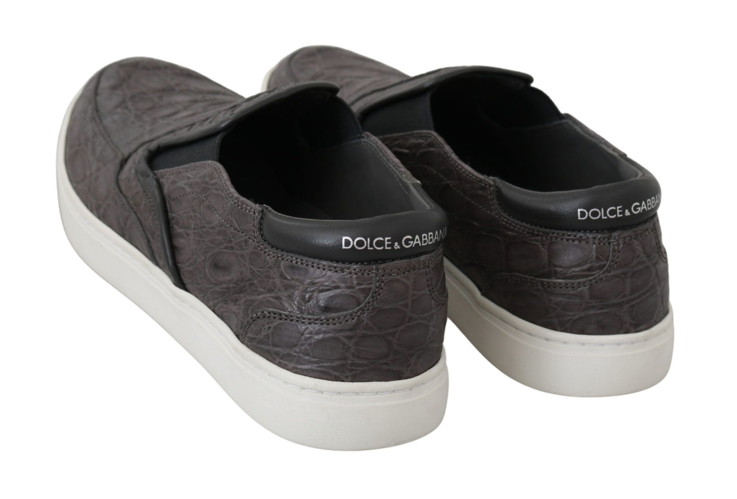 Zapatos Mocasines de Hombre Dolce & Gabbana de Cuero Gris Plano Caiman