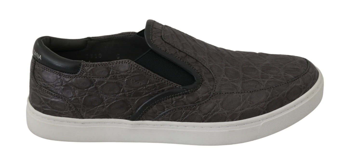 Zapatos Mocasines de Hombre Dolce & Gabbana de Cuero Gris Plano Caiman