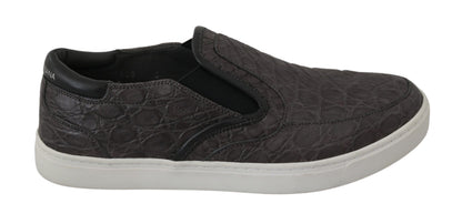 Zapatos Mocasines de Hombre Dolce & Gabbana de Cuero Gris Plano Caiman