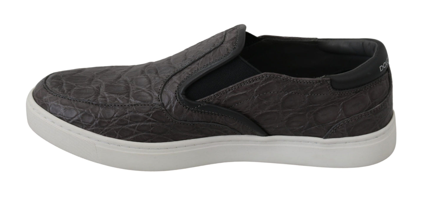 Zapatos Mocasines de Hombre Dolce & Gabbana de Cuero Gris Plano Caiman