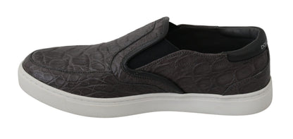 Zapatos Mocasines de Hombre Dolce & Gabbana de Cuero Gris Plano Caiman