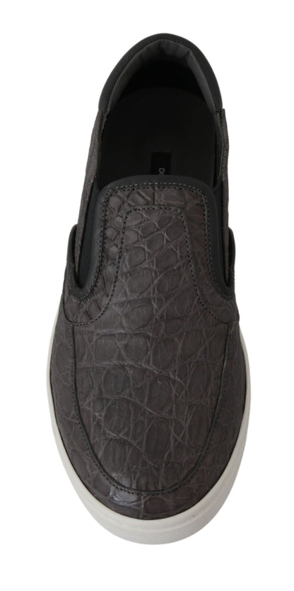 Zapatos Mocasines de Hombre Dolce & Gabbana de Cuero Gris Plano Caiman