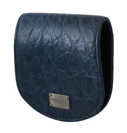Dolce & Gabbana Tarjetero de Bolsillo Azul Billetera Estuche para Preservativos de Piel Exótica Azul