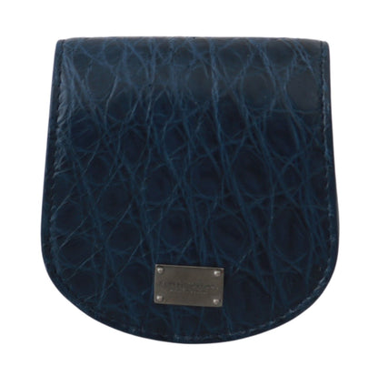 Dolce & Gabbana Tarjetero de Bolsillo Azul Billetera Estuche para Preservativos de Piel Exótica Azul
