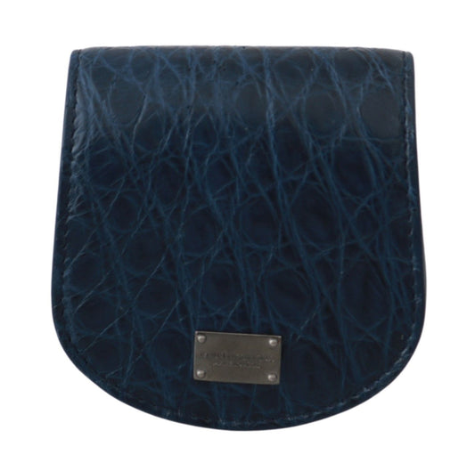 Dolce & Gabbana Tarjetero de Bolsillo Azul Billetera Estuche para Preservativos de Piel Exótica Azul