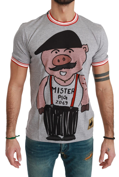 Camiseta Dolce & Gabbana de algodón gris Año del Cerdo 2019