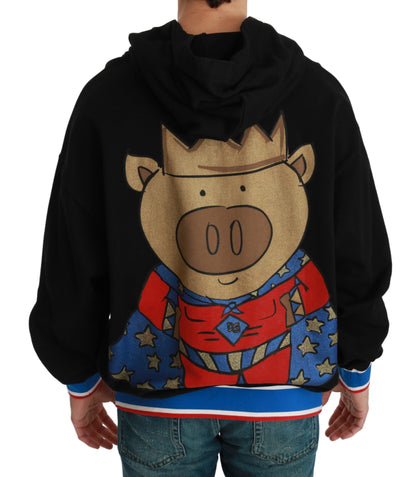 Sudadera negra Dolce & Gabbana con capucha "Cerdo del Año"