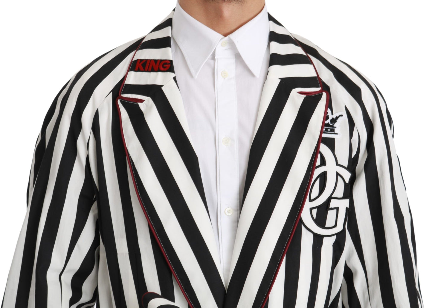Dolce & Gabbana Negro Abrigo Camisón Blanco Bata de Algodón
