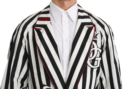 Dolce & Gabbana Negro Abrigo Camisón Blanco Bata de Algodón