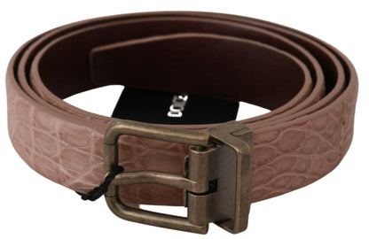 Cinturón de cuero Dolce & Gabbana beige de piel exótica con hebilla dorada
