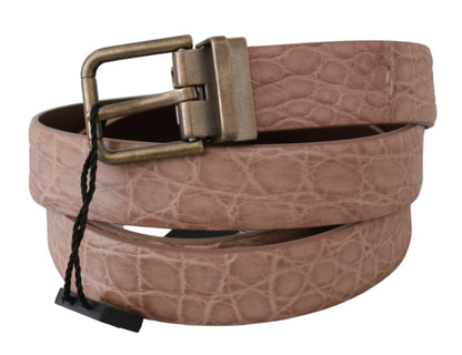 Cinturón de cuero Dolce & Gabbana beige de piel exótica con hebilla dorada