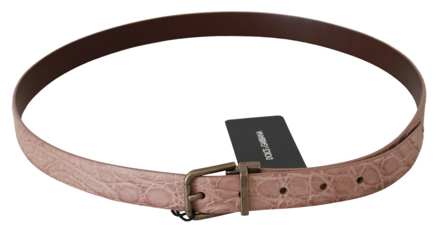 Cinturón de cuero Dolce & Gabbana beige de piel exótica con hebilla dorada
