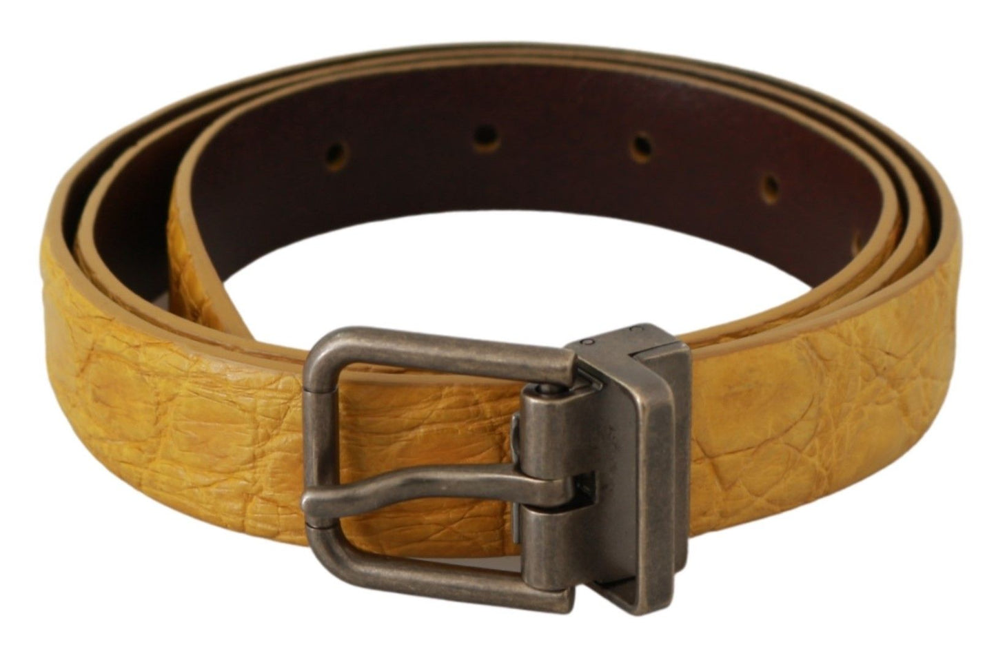 Cinturón Dolce & Gabbana de piel exótica amarilla con hebilla gris