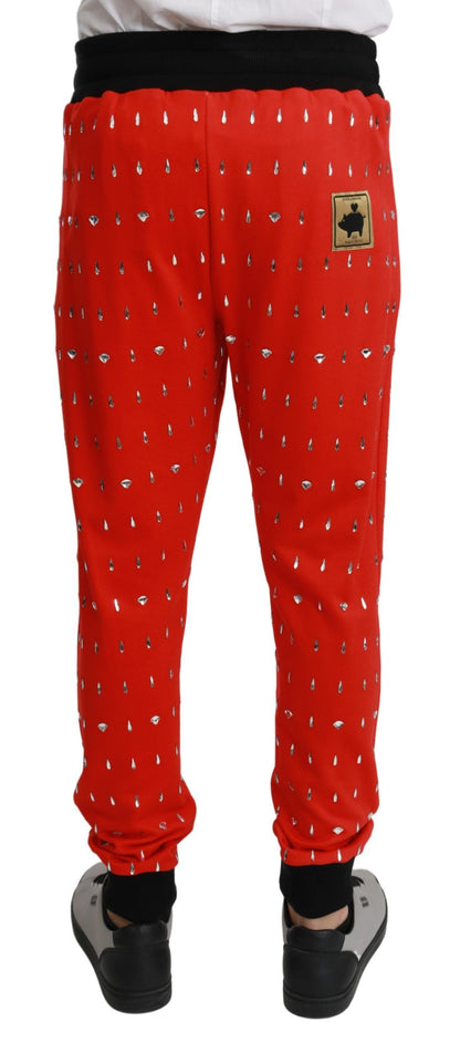 Pantalones Dolce & Gabbana Red Piggy Bank de Algodón con Cristales