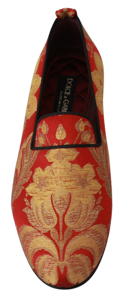 Zapatillas Mocasines Dolce & Gabbana Brocado Rojo Dorado