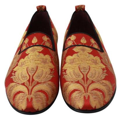 Zapatillas Mocasines Dolce & Gabbana Brocado Rojo Dorado