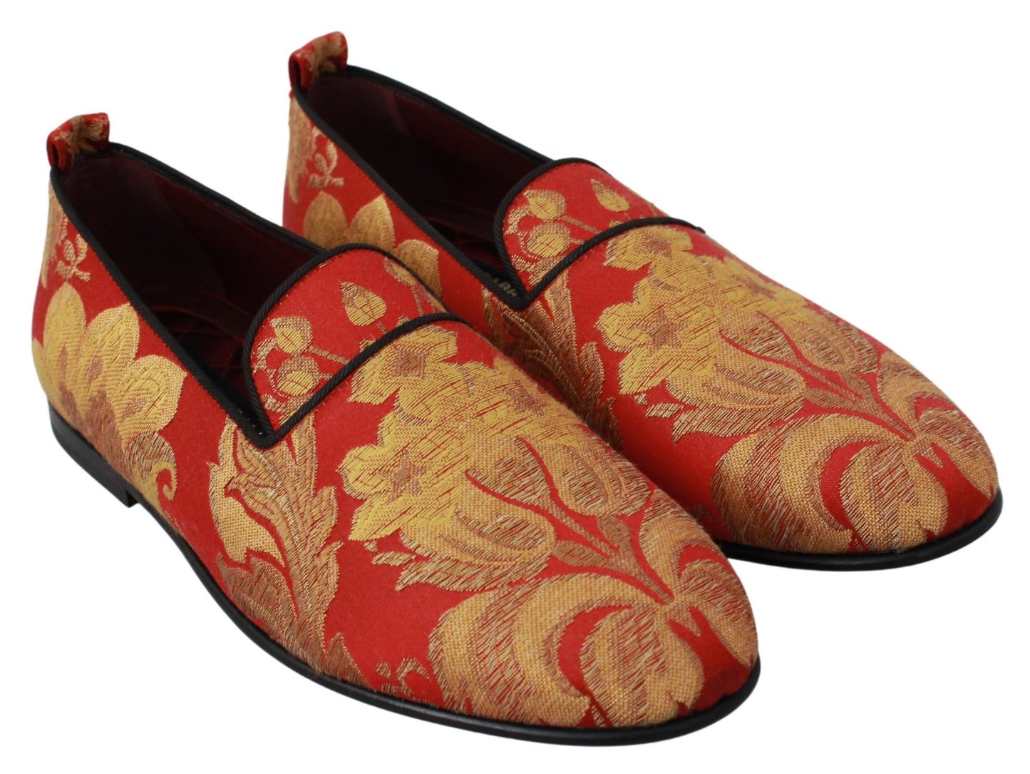 Zapatillas Mocasines Dolce & Gabbana Brocado Rojo Dorado