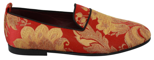 Zapatillas Mocasines Dolce & Gabbana Brocado Rojo Dorado