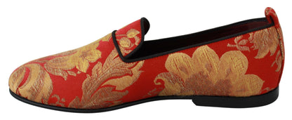 Zapatillas Mocasines Dolce & Gabbana Brocado Rojo Dorado