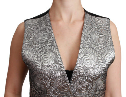 Top metálico sin mangas Dolce & Gabbana de brocado plateado