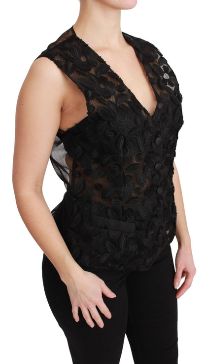 Chaleco sin mangas Dolce & Gabbana de brocado floral negro