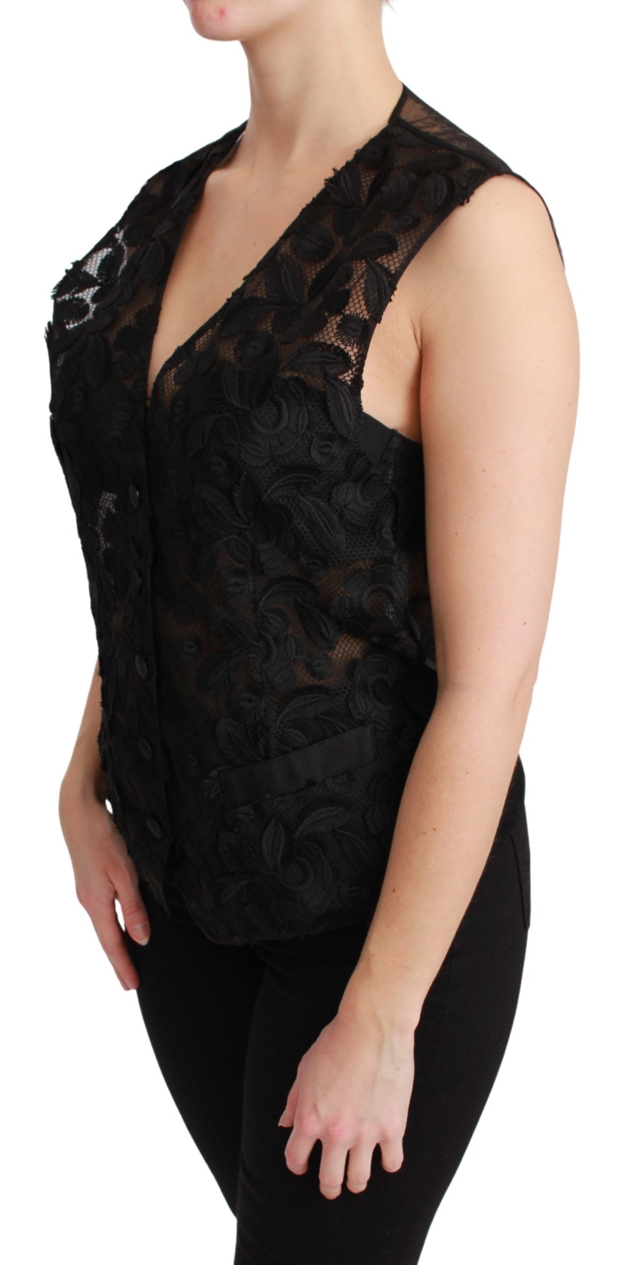 Chaleco sin mangas Dolce & Gabbana de brocado floral negro