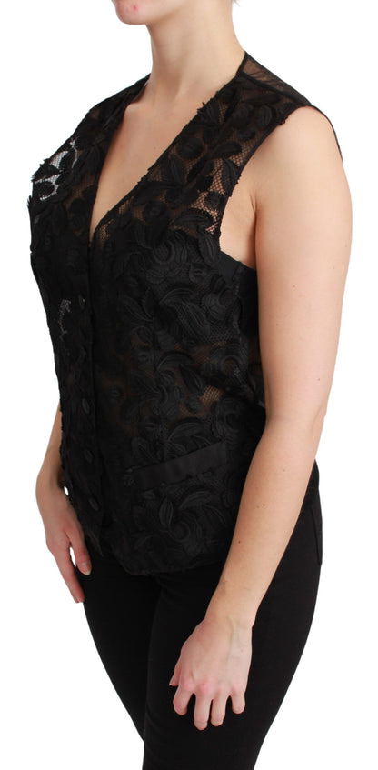 Chaleco sin mangas Dolce & Gabbana de brocado floral negro