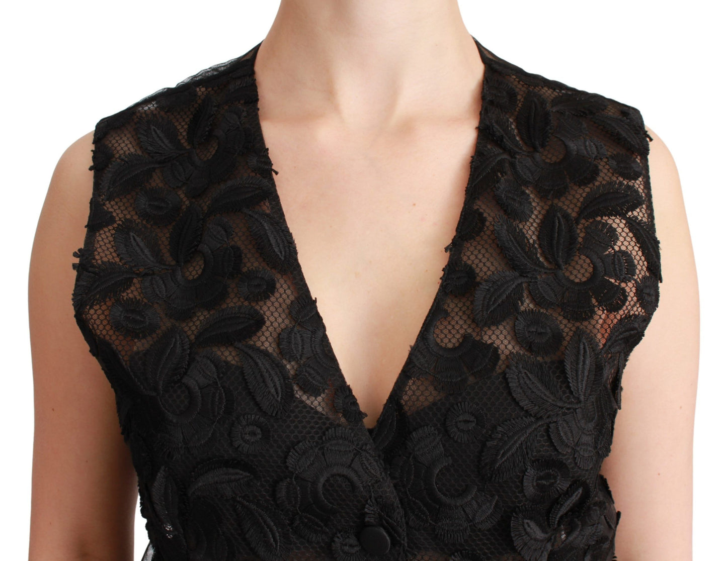 Chaleco sin mangas Dolce & Gabbana de brocado floral negro