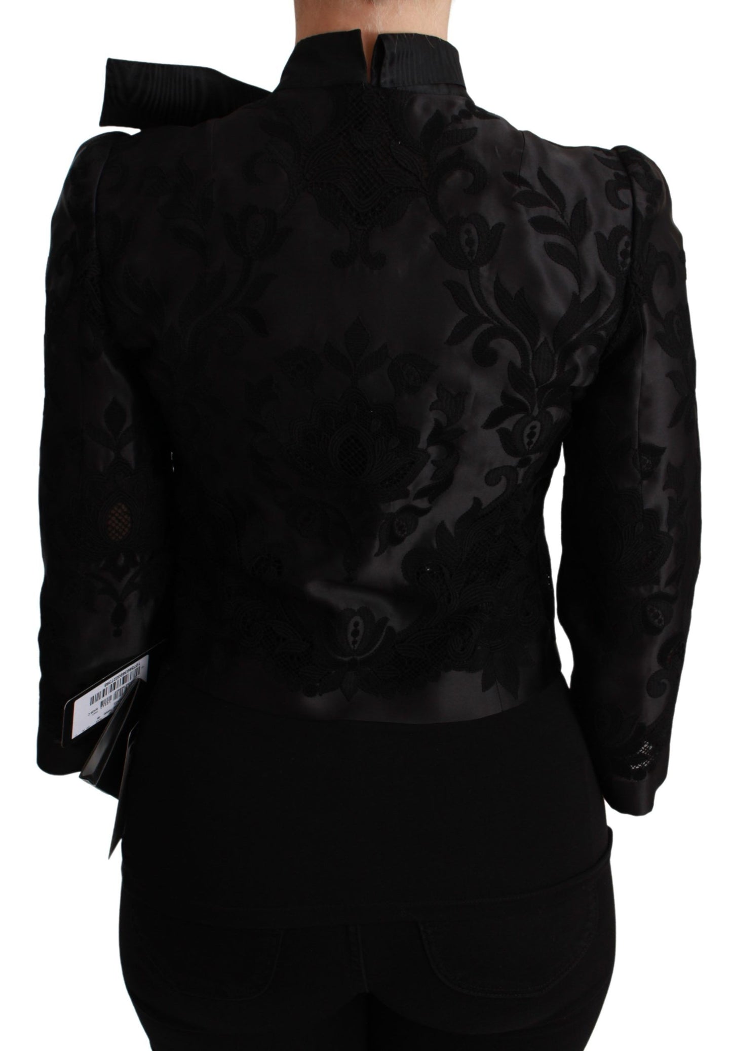 Chaqueta de seda tipo blazer Dolce & Gabbana negra con jacquard floral