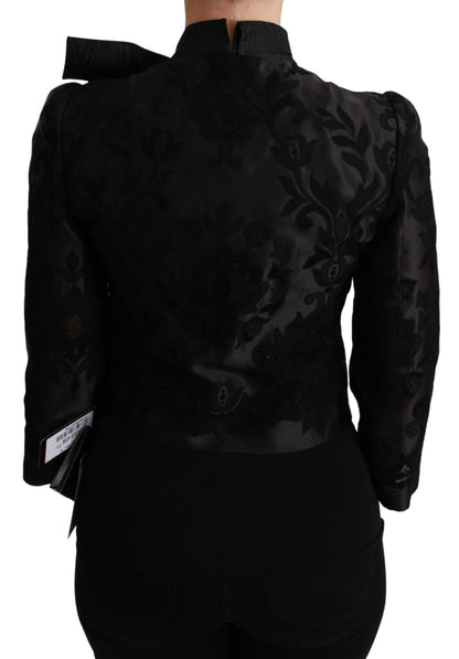 Chaqueta de seda tipo blazer Dolce & Gabbana negra con jacquard floral