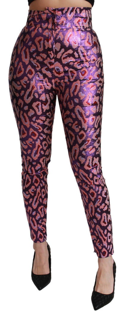 Pantalones Dolce & Gabbana de tiro alto, estampado multicolor y corte tobillero