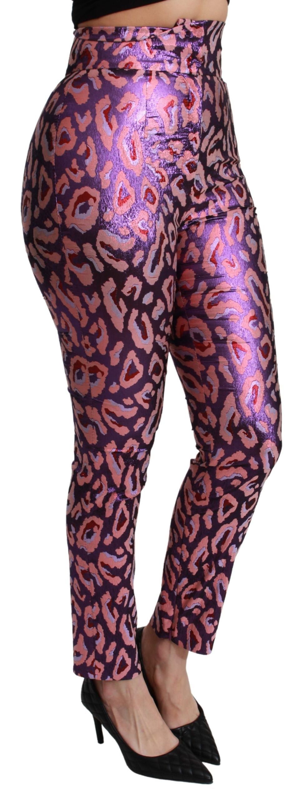 Pantalones Dolce & Gabbana de tiro alto, estampado multicolor y corte tobillero