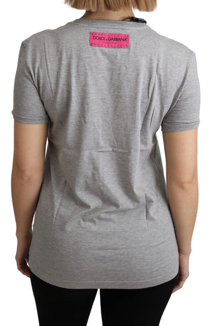 Dolce & Gabbana Camiseta de algodón gris Amore e Bellezza