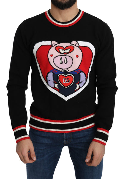 Suéter Dolce & Gabbana de cachemir negro "Cerdo del año"