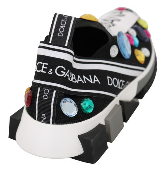 Zapatillas Dolce & Gabbana negras multicolores con cristales