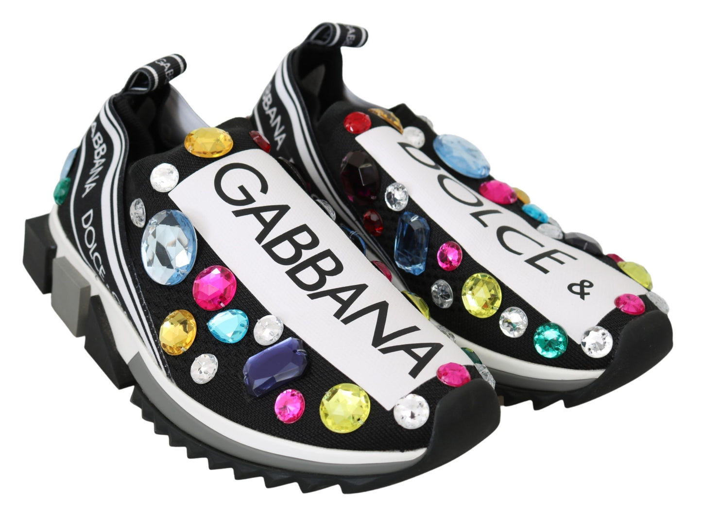 Zapatillas Dolce & Gabbana negras multicolores con cristales