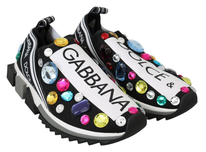 Zapatillas Dolce & Gabbana negras multicolores con cristales