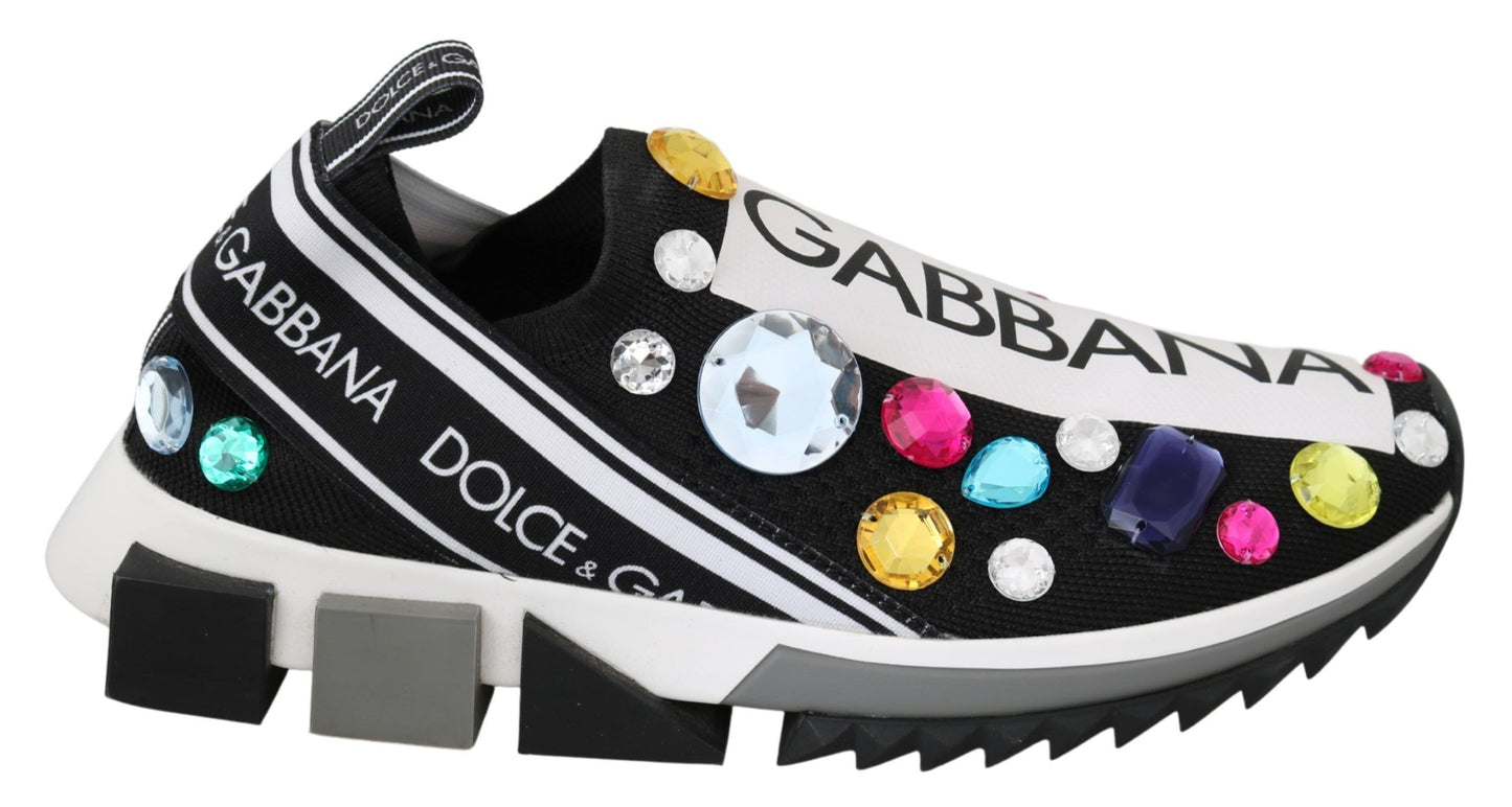 Zapatillas Dolce & Gabbana negras multicolores con cristales
