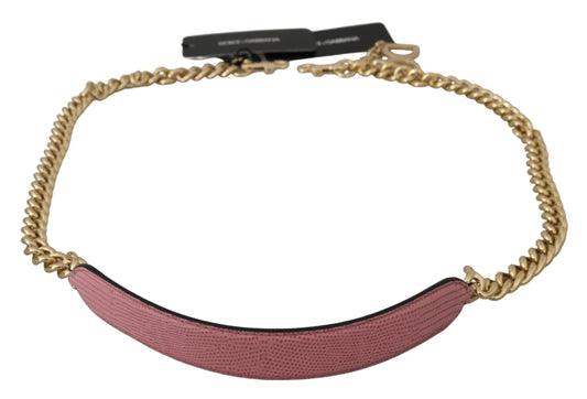 Dolce & Gabbana Bandolera con cadena dorada y accesorio de piel rosa