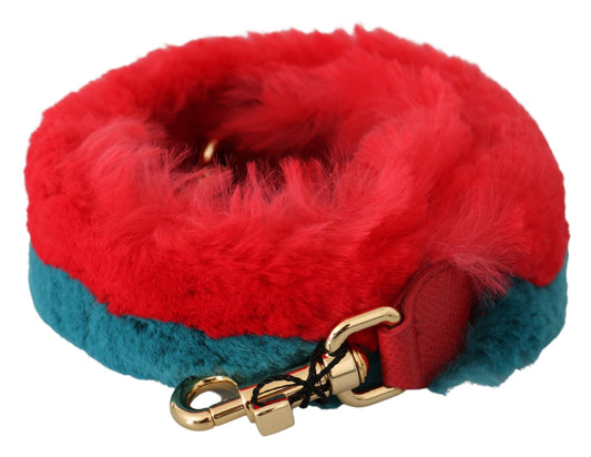 Dolce & Gabbana Bandolera de Piel y Pelo de Conejo Rojo Azul