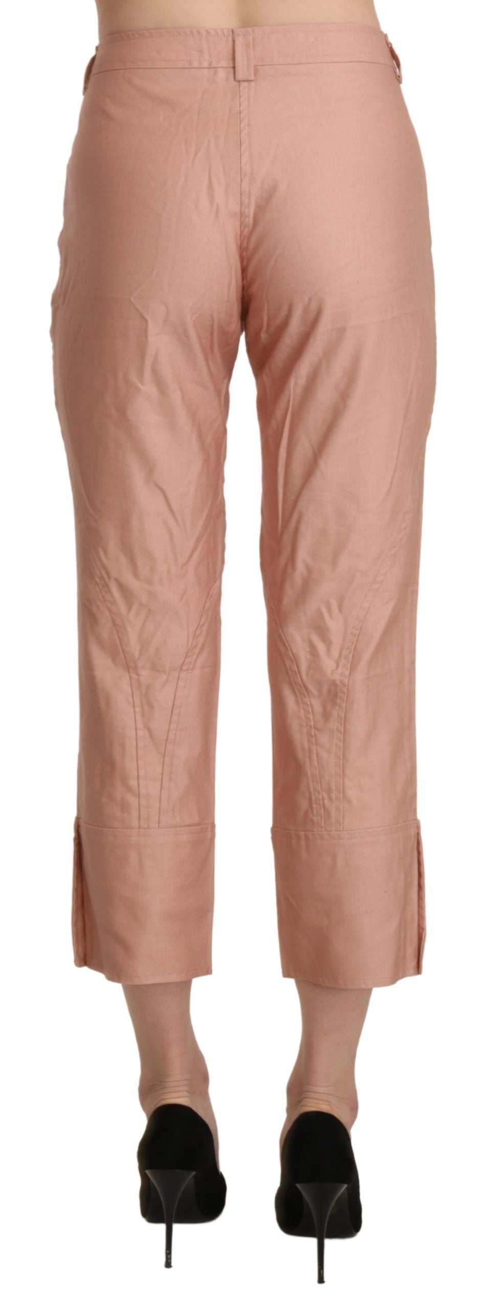 Pantalones capri Ermanno Scervino de algodón rosa de talle alto