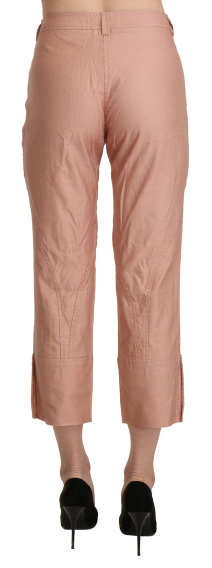 Pantalones capri Ermanno Scervino de algodón rosa de talle alto