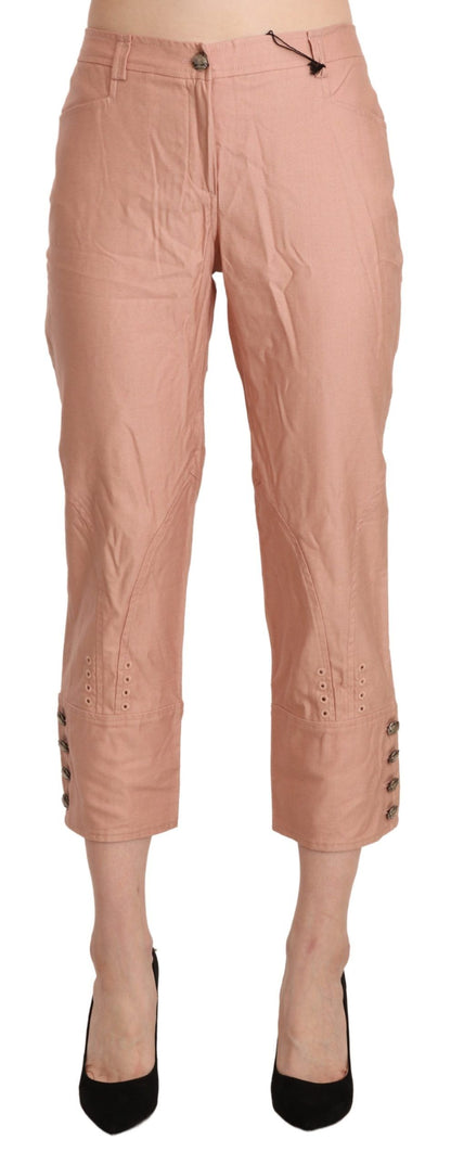 Pantalones capri Ermanno Scervino de algodón rosa de talle alto