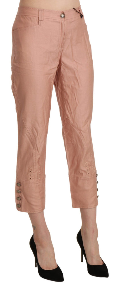 Pantalones capri Ermanno Scervino de algodón rosa de talle alto