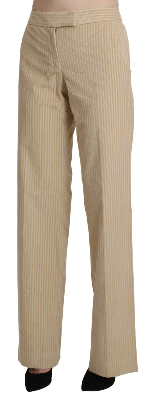 Ermanno Scervino Pantalones de cintura alta acampanados de pernera ancha color beige