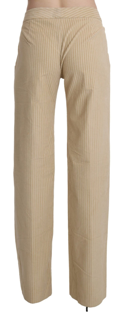 Ermanno Scervino Pantalones de cintura alta acampanados de pernera ancha color beige