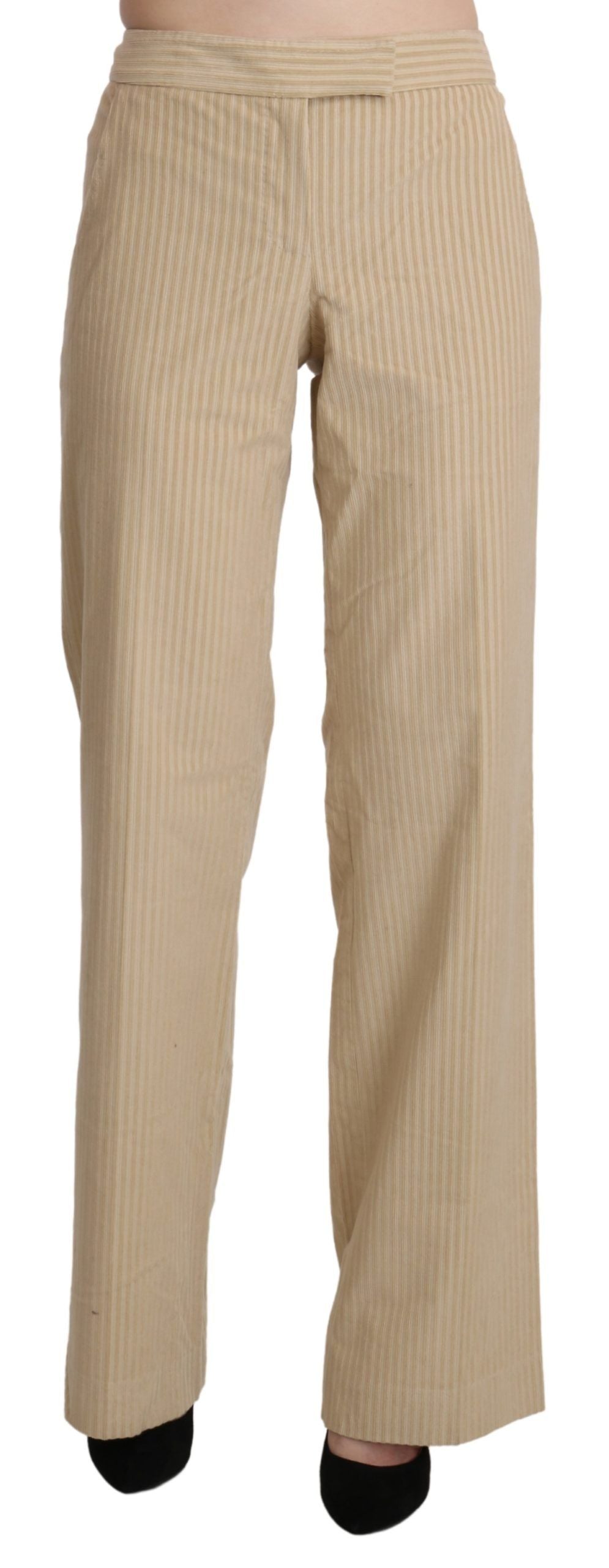 Ermanno Scervino Pantalones de cintura alta acampanados de pernera ancha color beige