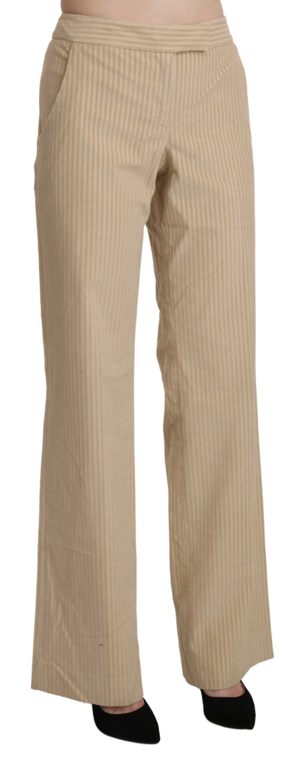 Ermanno Scervino Pantalones de cintura alta acampanados de pernera ancha color beige